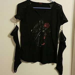 Spiral direct fishnet shirt